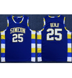 Men Simeon Career Academy  25 Benji Royal Stitched Basketball Jersey