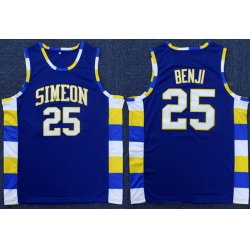 Men Simeon Career Academy  25 Benji Royal Stitched Basketball Jersey
