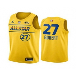 Men 2021 All Star Utah Jazz 27 Rudy Gobert Yellow Stitched NBA Jersey