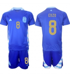 Men Argentina 8 Enzo Blue 2024 25 Away SoccerJersey Suit