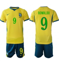 Men Brazil 2026 FIFA World Cup Yellow Home Soccer Jersey RONALDO #9 Green