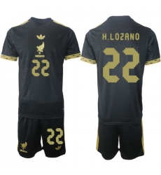 Men Mexico 2025 Soccer Jerseys BlackGold #22 H.LOZANO