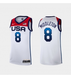 Men's USA Team Khris Middleton Home White 2021 Tokyo Olympics Jersey II