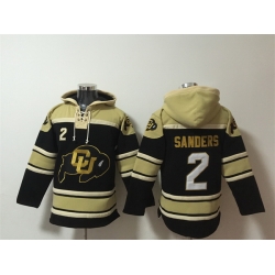 Men Colorado Buffaloes 2 Shedeur Sanders Black Ageless Must Have Lace Up Pullover Hoodie