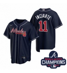 Men Nike Atlanta Braves 11 Ender Inciarter Navy Blue Alternate Stitched Baseball Stitched MLB 2021 Champions Patch Jersey