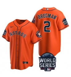 Men Houston Astros 2 Alex Bregman 2021 Orange World Series Cool Base Stitched Baseball Jersey