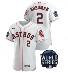 Men Houston Astros 2 Alex Bregman 2021 White World Series Flex Base Stitched Baseball Jersey