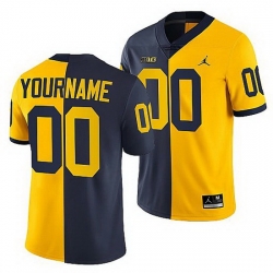 Michigan Wolverines 2021 22 Custom Navy Maize Split Edition College Football Jersey