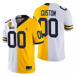 Michigan Wolverines Custom White Maize Tm 42 Patch Split Limited Edition Jersey