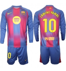 Men FC Barcelona 2026 Soccer Jerseys Red Long #10 LAMINE YAMAL Men FC Barcelona 2026 Soccer Jerseys Red Long #10 LAMINE YAMAL