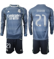 Men Real Madrid 2026 Soccer Jerseys DarkBlue Long #21 BRAHIM Men Real Madrid 2026 Soccer Jerseys DarkBlue Long #21 BRAHIM