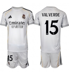 Men Real Madrid 2026 Soccer Jerseys White #15 VALVERDE