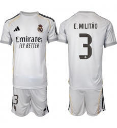 Men Real Madrid 2026 Soccer Jerseys White #3 E.MILITAO Men Real Madrid 2026 Soccer Jerseys White #3 E.MILITAO