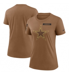 Women Dallas Cowboys 2023 Brown Salute To Service Legend Performance T Shirt Run Small