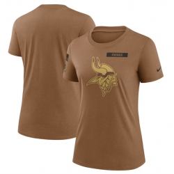 Women Minnesota Vikings 2023 Brown Salute To Service Legend Performance T Shirt Run Small