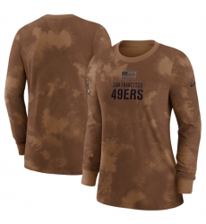 Women San Francisco 49ers Brown 2023 Salute To Service Long Sleeve T Shirt Run Small