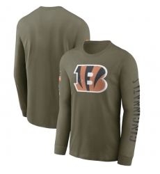 Men Cincinnati Bengals Olive 2022 Salute To Service Long Sleeve T Shirt