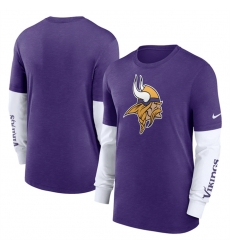 Men Minnesota Vikings Heather Purple Slub Fashion Long Sleeve T Shirt