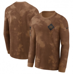 Men New York Giants Brown 2023 Salute To Service Long Sleeve T Shirt