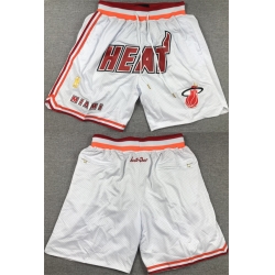 Men Miami Heat White Shorts  28Run Small 29