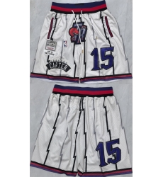 Men Toronto Raptors 15 Vince Carter White Shorts Men Toronto Raptors 15 Vince Carter White Shorts