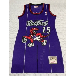 Women Toronto Raptors 15 Vince Carter Dress Stitched Jersey Purple