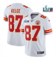 Men Women Youth Toddler Kansas City Chiefs 87 Travis Kelce White Super Bowl LVII Patch Vapor Untouchable Limited Stitched Jersey