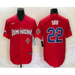 Men's Dominican Republic Baseball #22 Juan Soto 2023 Red World Classic Stitched Jerseys