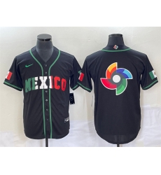 Men Mexico Baseball 2023 Black World Baseball Classic Team Big Logo Stitched Jerseys 1