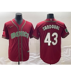 Men Mexico Baseball 43 Patrick Sandoval 2023 Red World Baseball Classic Stitched Jersey