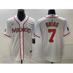 Men Mexico Baseball 7 Julio Ur EDas White 2023 World Baseball Classic Stitched Jersey 1