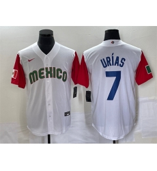 Men Mexico Baseball 7 Julio Urias 2023 White Red World Baseball With Patch Classic Stitched Jersey 5