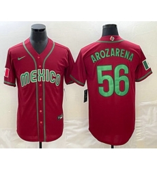 Men's Mexico Baseball #56 Randy Arozarena 2023 Red World Classic Stitched Jersey