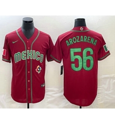 Men's Mexico Baseball #56 Randy Arozarena 2023 Red World Classic Stitched Jerseys