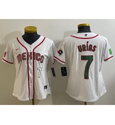 Women's Mexico Baseball #7 Julio Urias Number 2023 White World Classic Stitched Jersey6