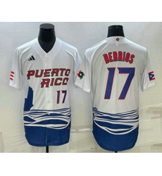 Men's Puerto Rico Baseball #17 Jose Berrios Number 2023 White World Baseball Classic Stitched Jerseys