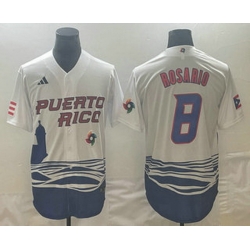 Men's Puerto Rico Baseball #8 Eddie Rosario 2023 White World Classic Stitched Jerseys