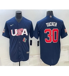 Men's USA Baseball #30 Kyle Tucker 2023 Navy World Baseball Classic Stitched Jersey