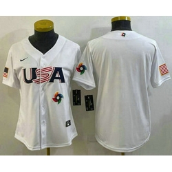 Women's USA Baseball Blank 2023 White World Baseball Classic Stitched Jersey