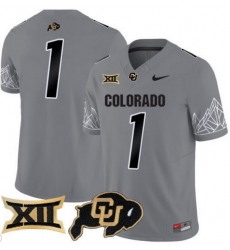 Men Colorado Buffaloes #1 Team Gray Vapor Limited Stitched Football Jersey