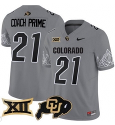 Men Colorado Buffaloes #21 Coach Prime Gray Vapor Limited Stitched Football Jersey