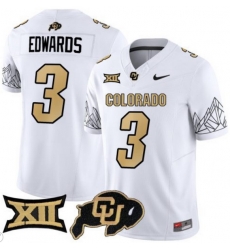 Men Colorado Buffaloes #3 Dylan Edwards White Vapor Limited Stitched Football Jersey