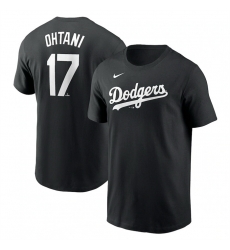 Men Los Angeles Dodgers 17 Shohei Ohtani Black 2024 Fuse Name Number T Shirt