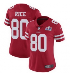 Nike 49ers 80 Jerry Rice Red Team Color Women Stitched NFL Vapor Untouchable Limited 2024 Super Bowl LVIII Jersey 