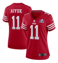 Women San Francisco 49ers 11 Brandon Aiyuk Red 2023 F U S E  Vapor Limited Stitched Football 2024 Super Bowl LVIII Jersey