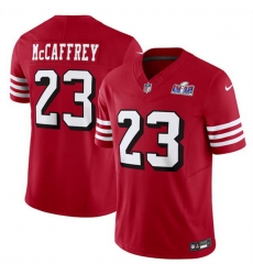 Youth San Francisco 49ers 23 Christian McCaffrey New Red 2023 F U S E  Vapor Untouchable Limited Stitched Football 2024 Super Bowl LVIII Jersey