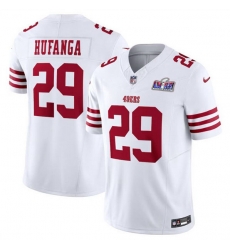 Youth San Francisco 49ers 29 Talanoa Hufanga White 2023 F U S E  With John Madden Patch Vapor Limited Stitched Football 2024 Super Bowl LVIII Jersey