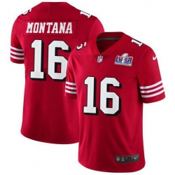 Men NFL San Francisco 49ers 16 Joe Montana Red Vapor Untouchable Limited Stitched 2024 Super Bowl LVIII Jersey