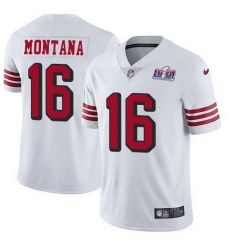 Men NFL San Francisco 49ers 16 Joe Montana White Throwback Vapor Untouchable Limited Stitched 2024 Super Bowl LVIII Jersey