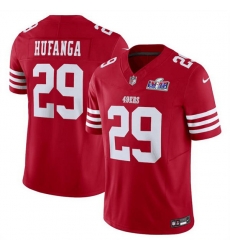 Men San Francisco 49ers 29 Talanoa Hufanga Red 2023 F U S E  With John Madden Patch Vapor Limited Stitched Football 2024 Super Bowl LVIII Jersey